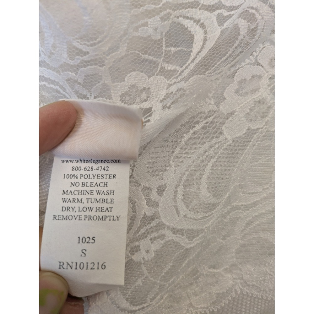 White Elegance Slip Dress Women's Small White Lace Trim Maxi Sleeveless - Picture 7 of 9